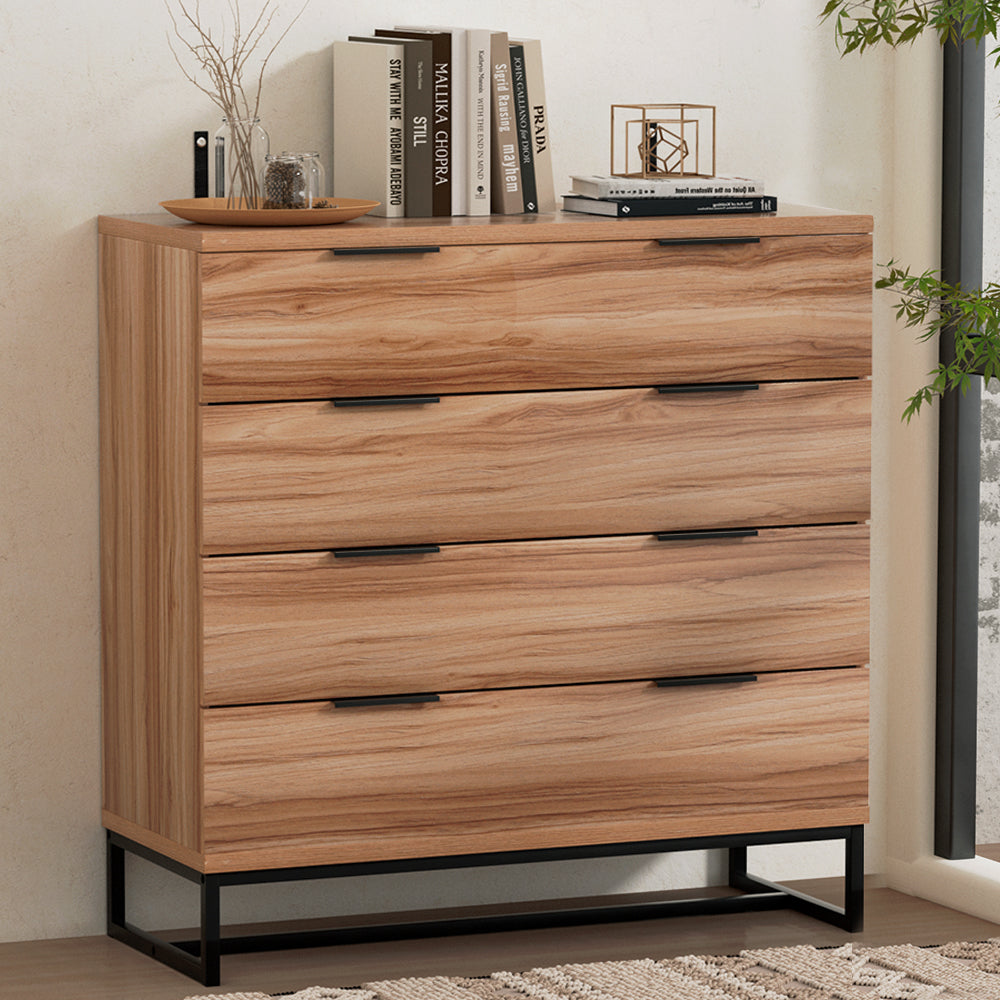 Artiss 4 Chest of Drawers Cabinet Dresser Table Tallboy Storage Bedroom Rust Oak-6