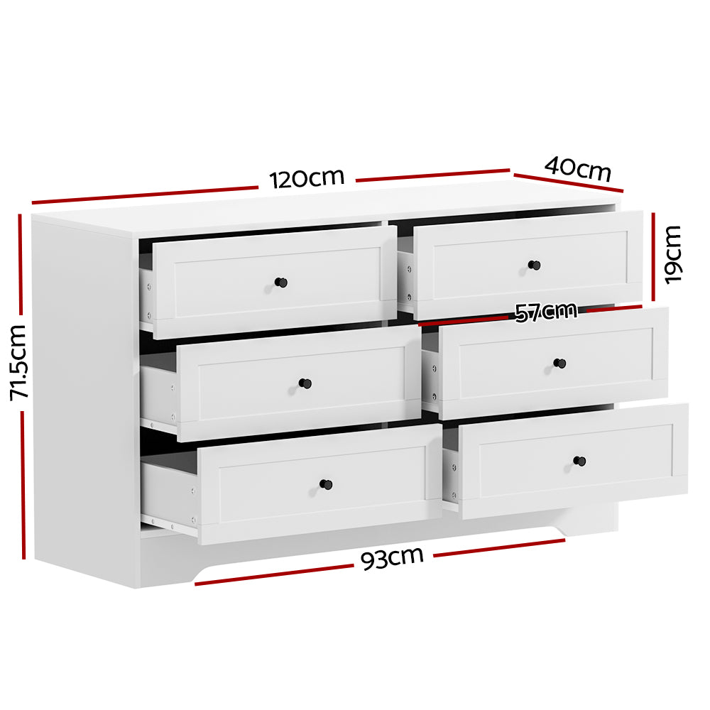 Artiss 6 Chest of Drawers - LEIF White-1