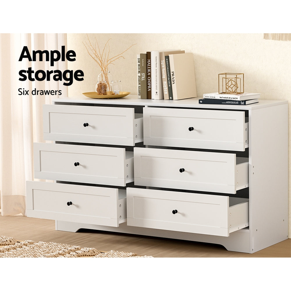 Artiss 6 Chest of Drawers - LEIF White-3