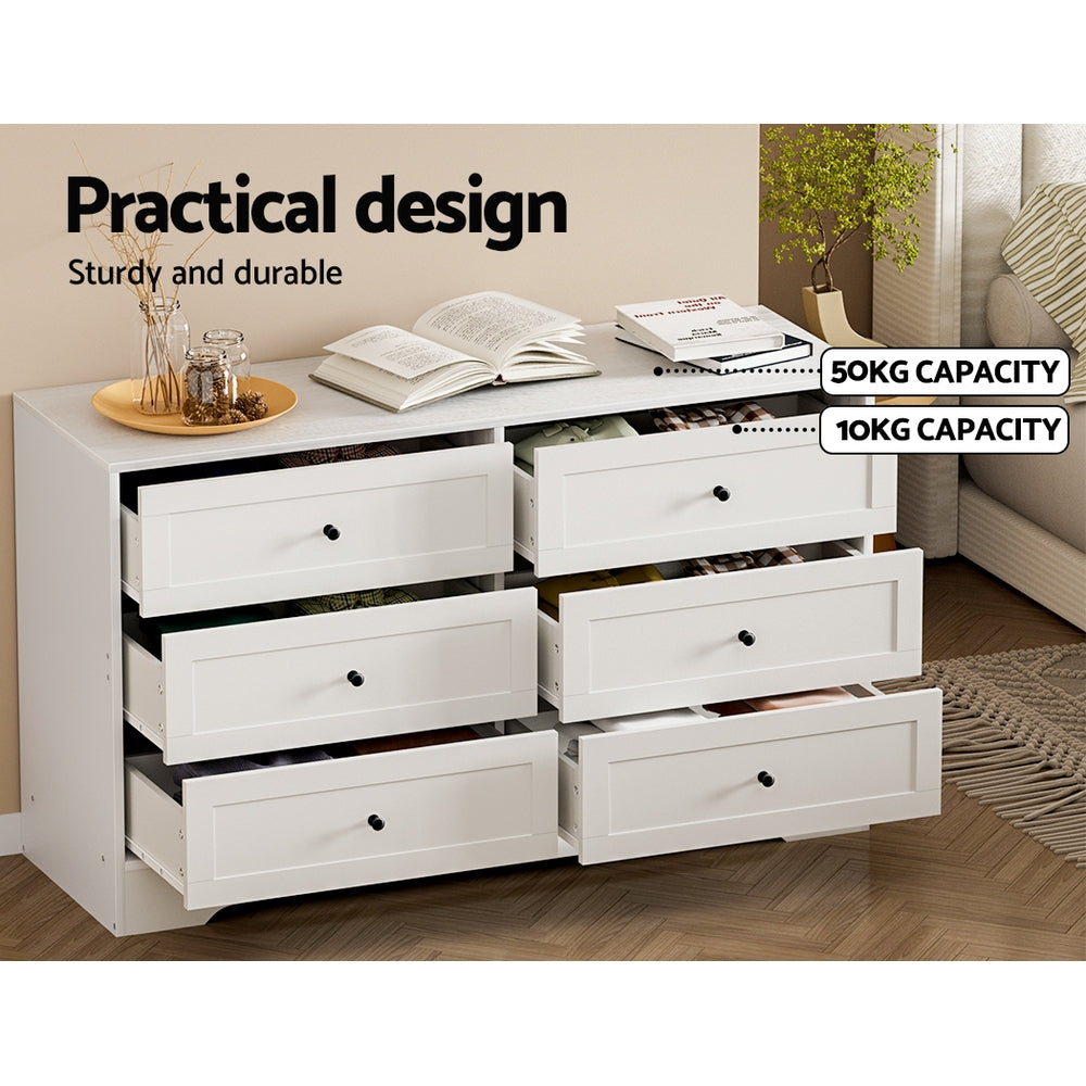 Artiss 6 Chest of Drawers - LEIF White-4