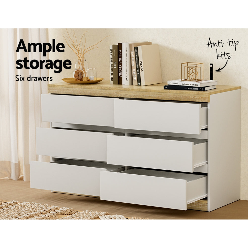 Artiss 6 Chest of Drawers Cabinet Dresser Table Tallboy Storage Bedroom White-3