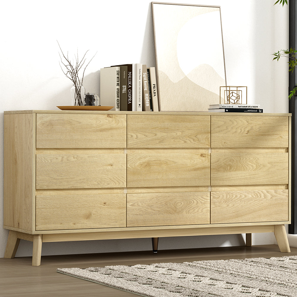 Artiss 9 Chest of Drawers Tallboy Cabinet - XAVI Pine-6