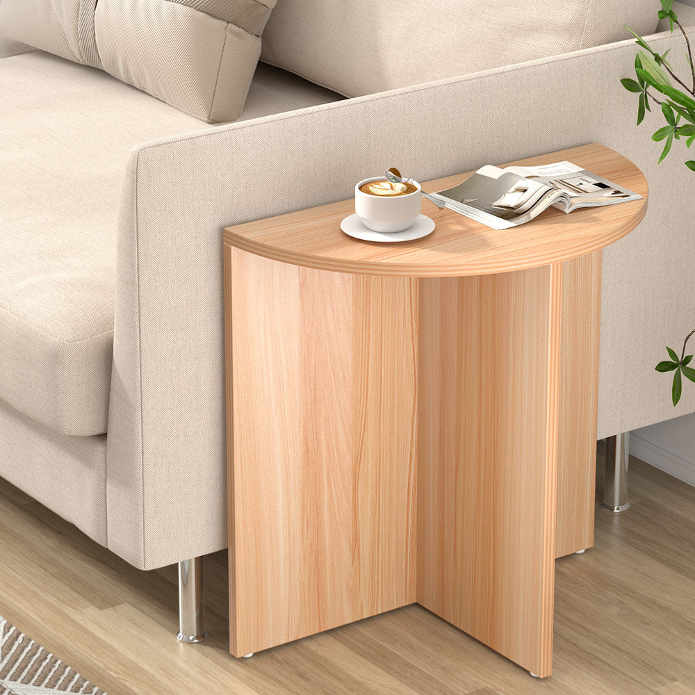 Artiss Coffee Table Semi-circle 48CM Pine Elva-6