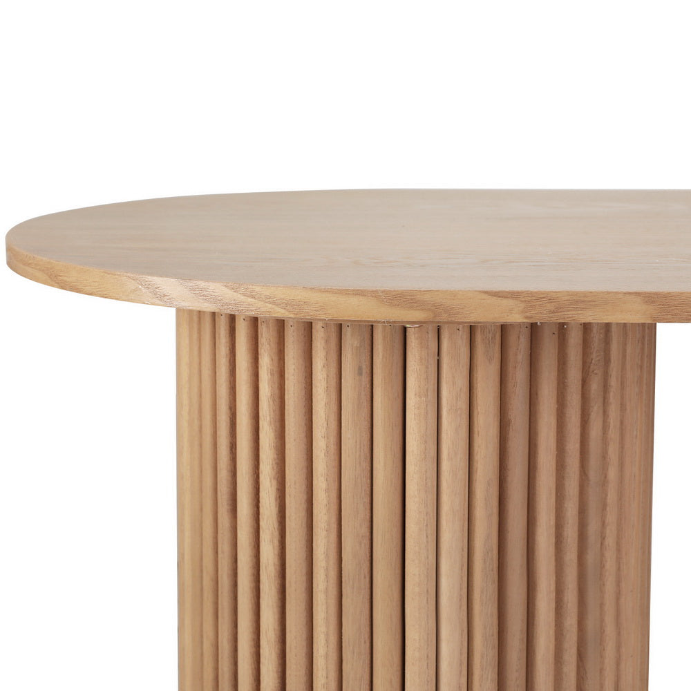 Artiss Coffee Table Oval 100CM Pine Samuel-2