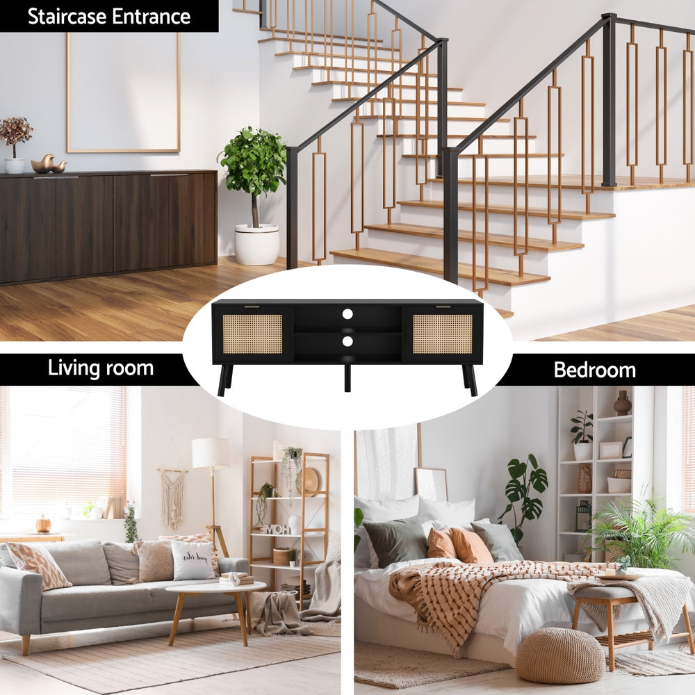 Artiss TV Unit 150cm Storage Cabinet Black-4