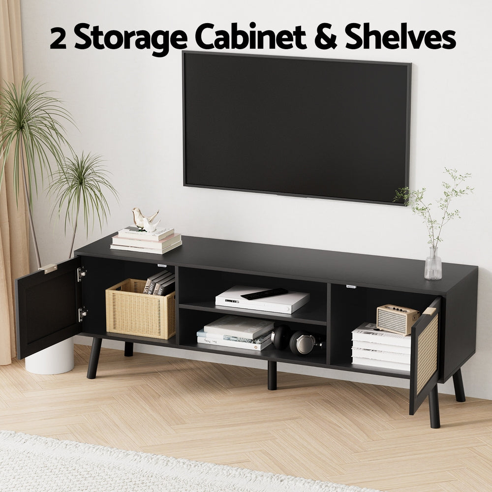 Artiss TV Unit 150cm Storage Cabinet Black-5