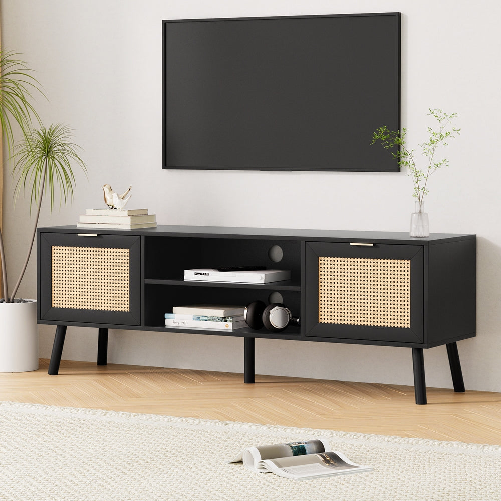 Artiss TV Unit 150cm Storage Cabinet Black-7