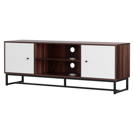 Artiss TV Unit 150cm Storage Shelves Walnut White-0