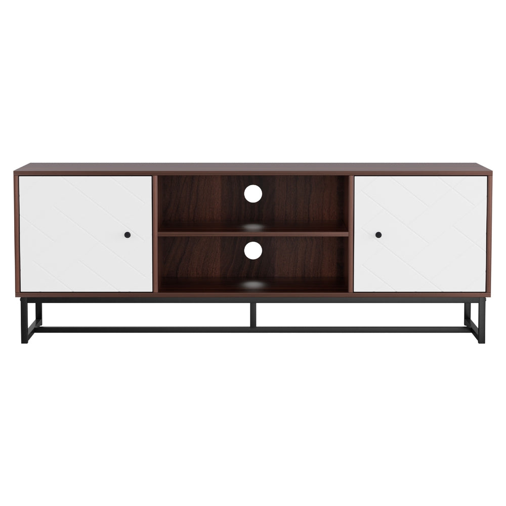 Artiss TV Unit 150cm Storage Shelves Walnut White-3