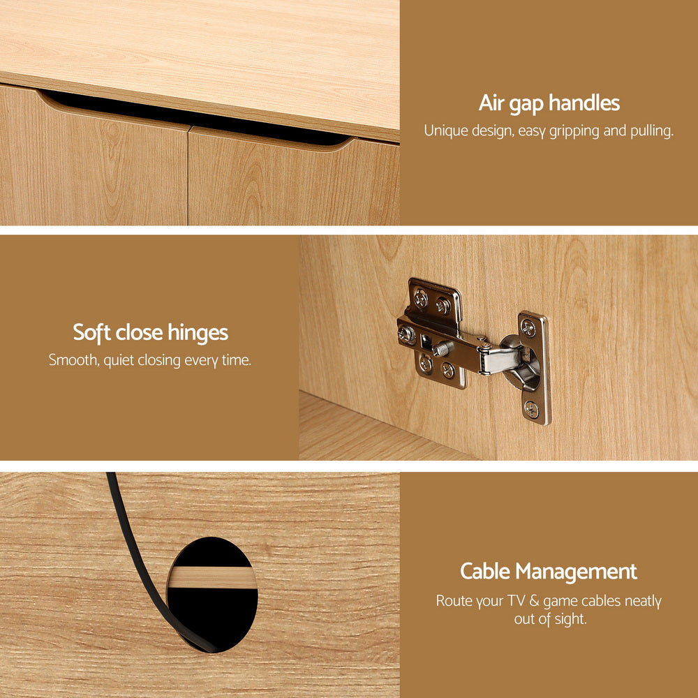 Artiss TV Unit Entertainment Unit Storage Cabinet 180cm Pine-6