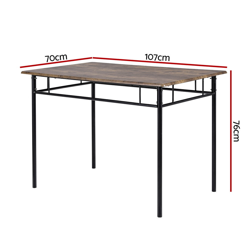 Artiss Dining Table and Chairs Set 5PCS Industrial Wooden Metal Desk Walnut-2