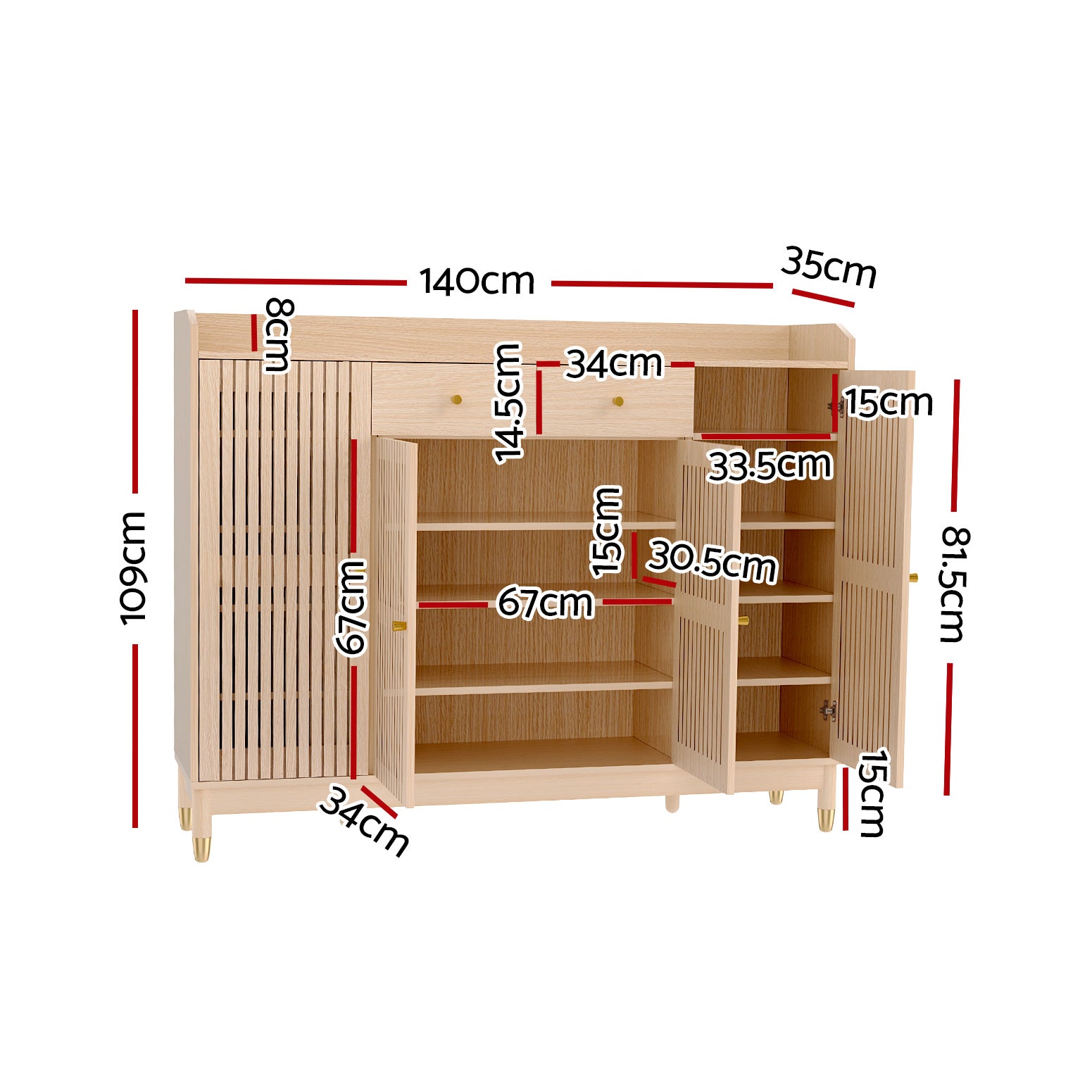 Artiss Shoe Rack Cabinet with Shelves 26 Pairs Pine-1