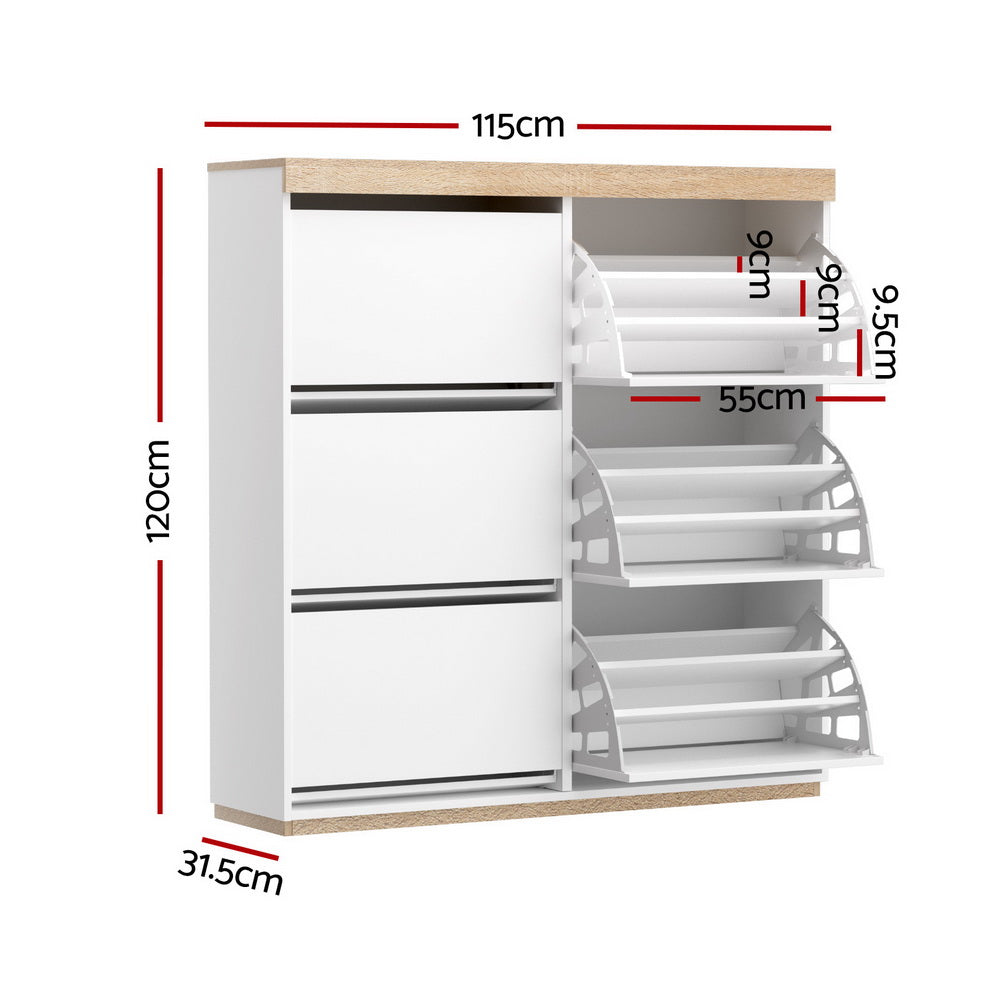 Artiss Shoe Rack Cabinet 3-Tier 45 Pairs White-1