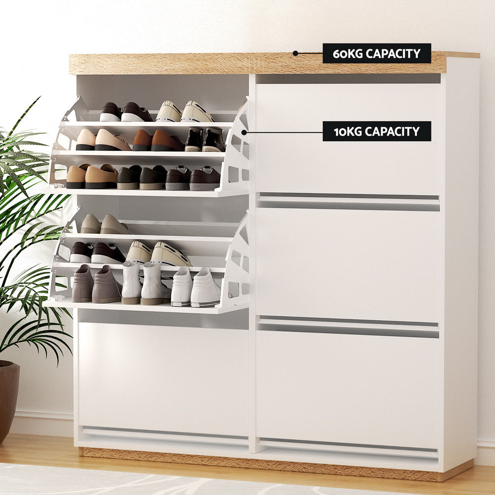 Artiss Shoe Rack Cabinet 3-Tier 45 Pairs White-4