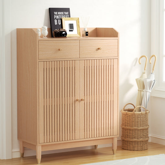 Artiss Shoe Rack Cabinet 4-Tier 16 Pairs Pine-0