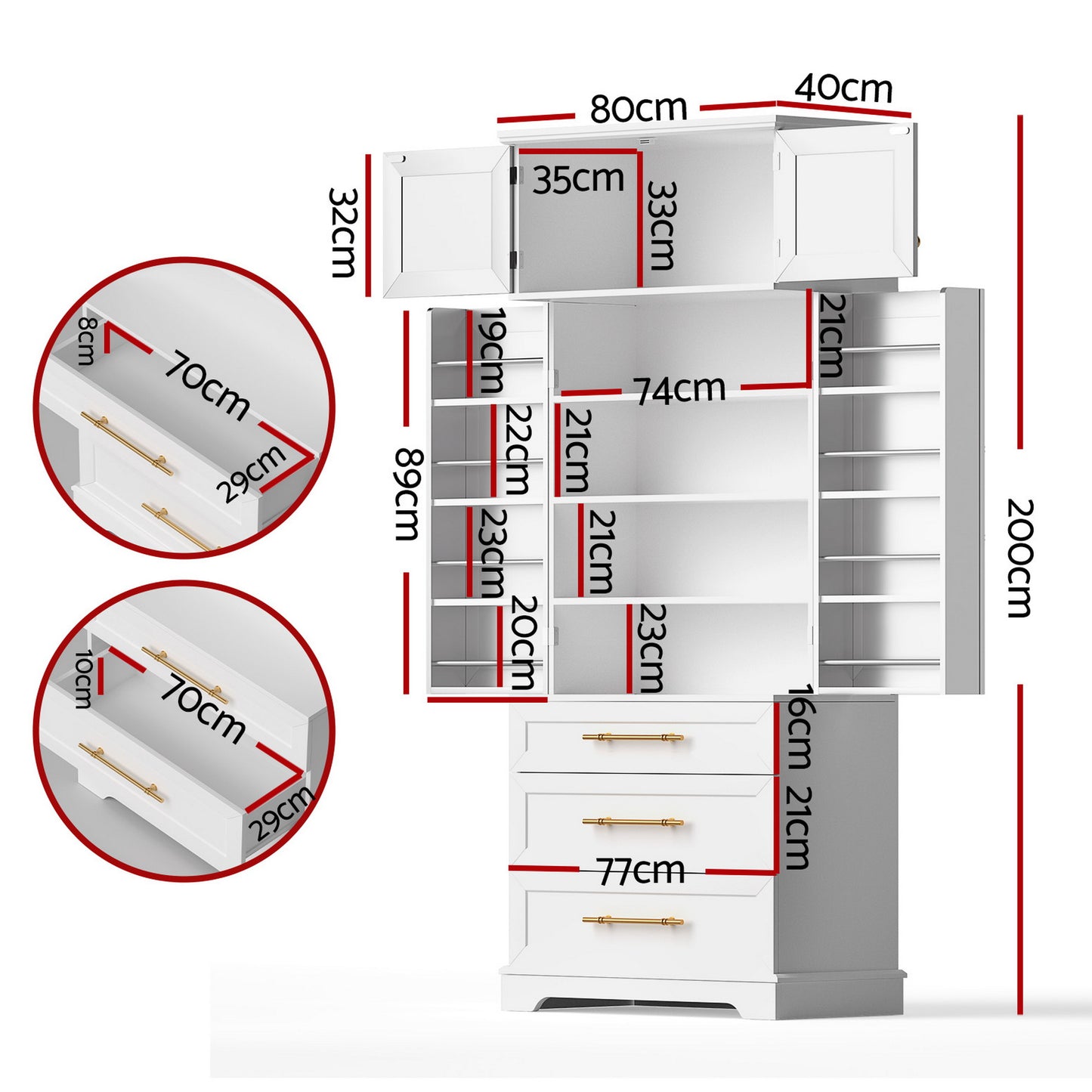 Artiss Buffet Sideboard Cabinet Pantry Kitchen Storage Cupboard Drawers Doors