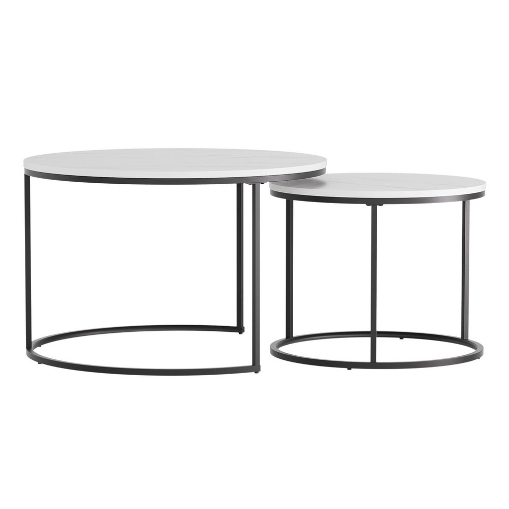 Artiss Nesting Coffee Table Set of 2 Marble Effect-2