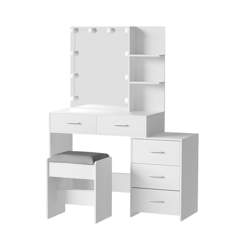 Artiss Dressing Table Set Stool 10 Led Bulbs White