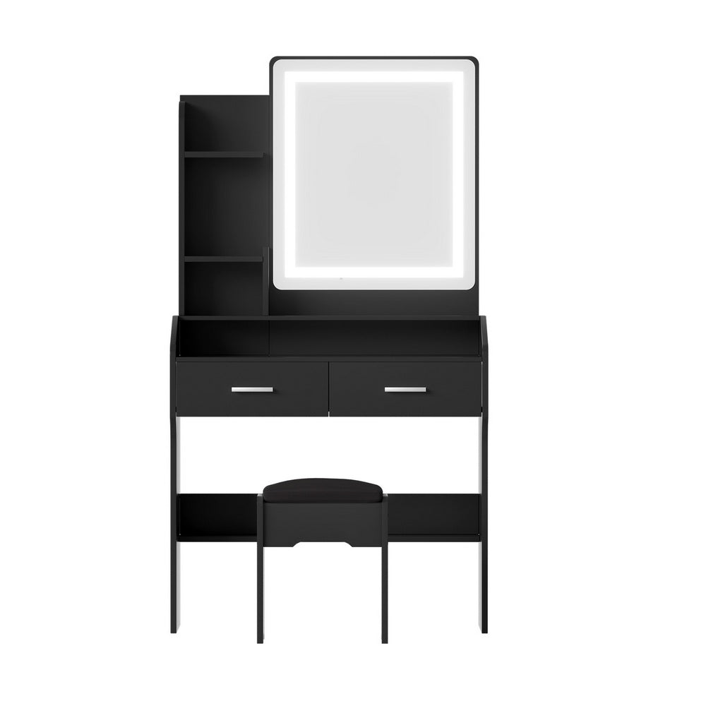 Artiss Dressing Table Set Stool Led Black-3