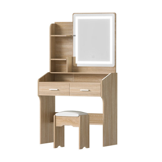 Artiss Dressing Table Set Stool Led Wood-0