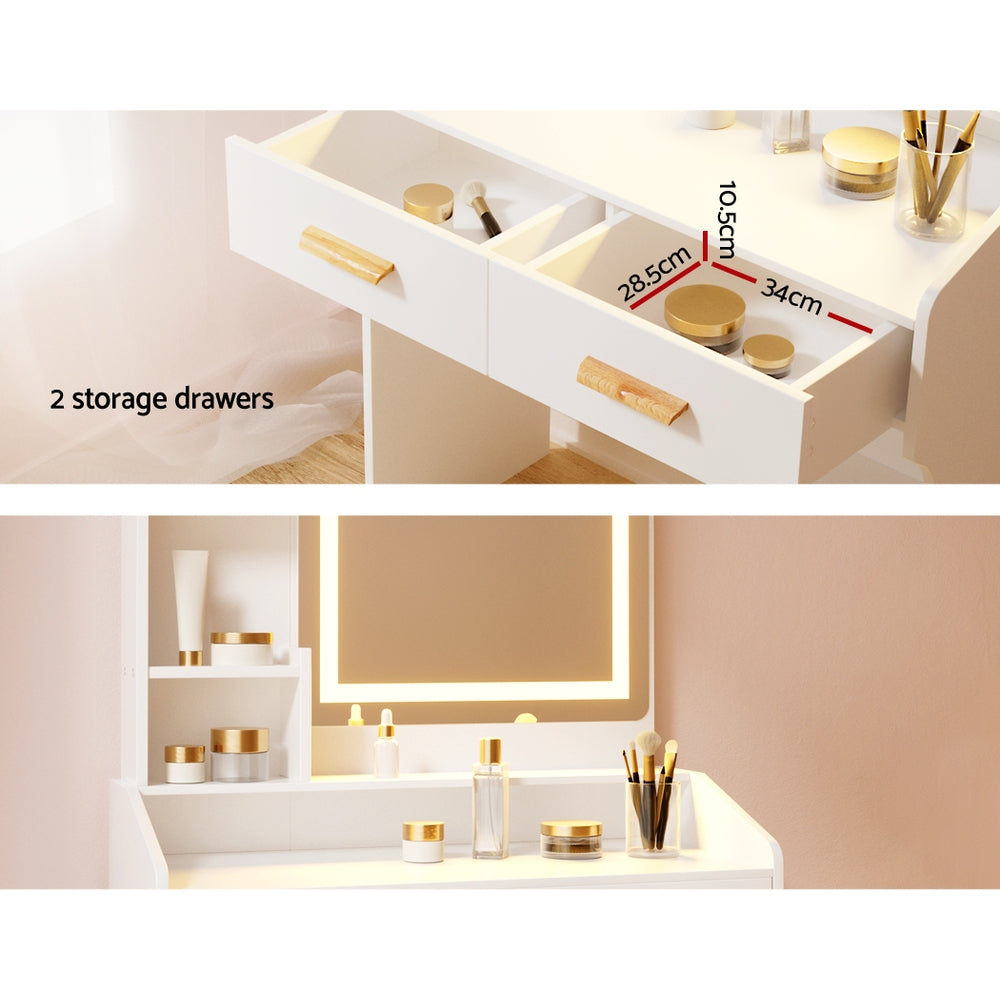 Artiss Dressing Table Set Stool Led White Doria-4