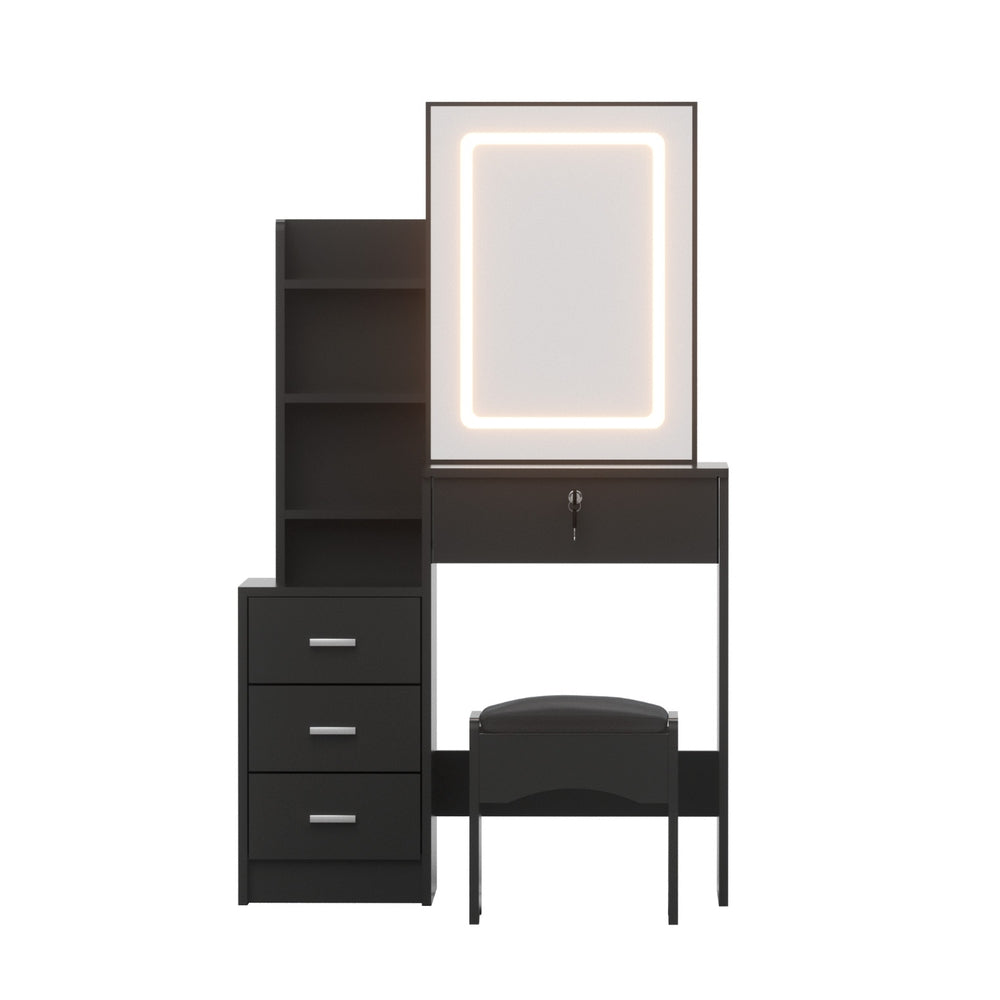 Artiss Dressing Table Vanity Desk Set Stool Led Black-3