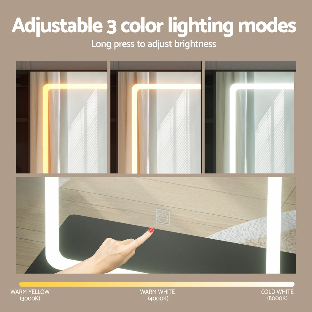 Artiss Dressing Table Vanity Desk Set Stool Led Black-4