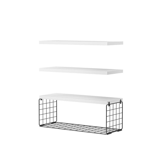 Artiss Floating Wall Shelf Set of 3 White-0