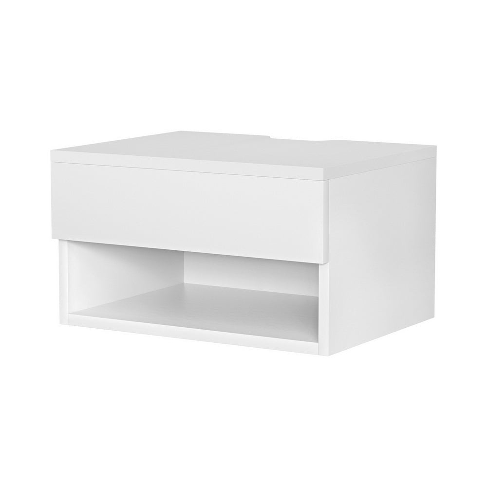 Artiss Floating Bedside Table Nightstand Drawer White-0