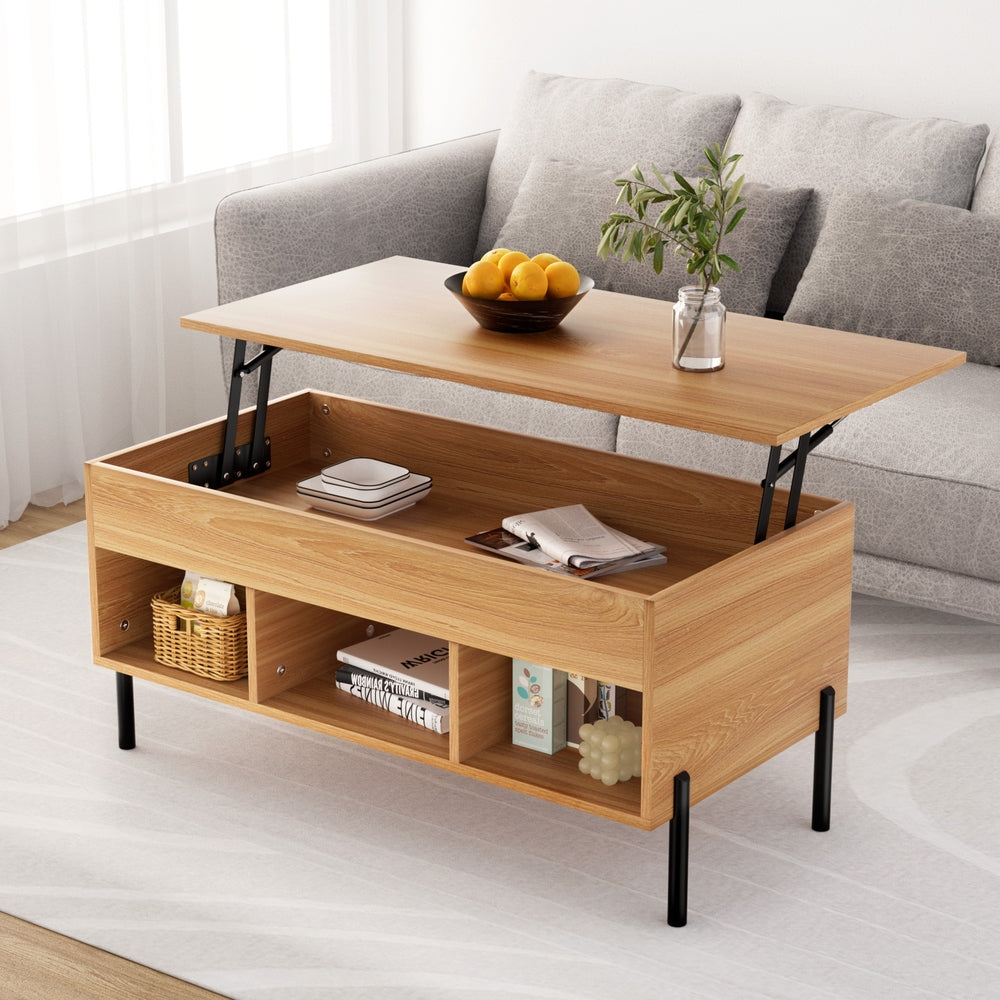 Artiss Coffee Table Lift-top Oak-6