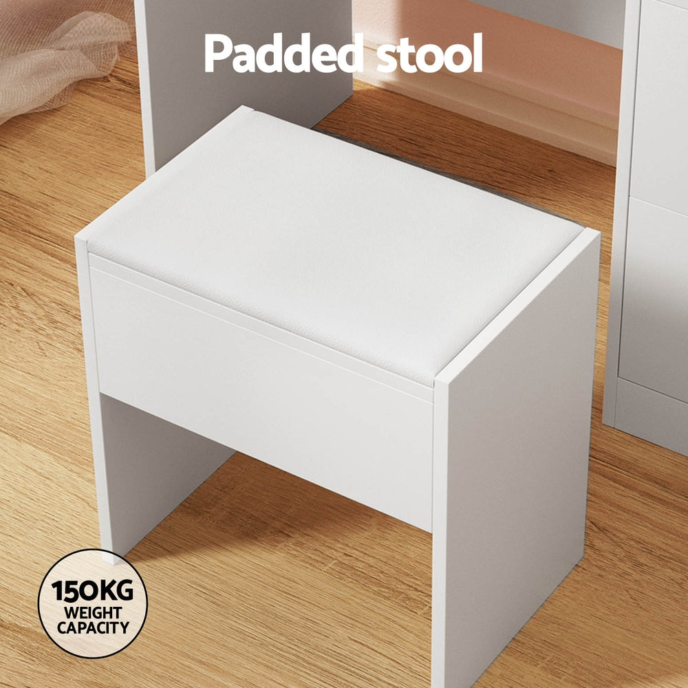 Artiss Dressing Table Set Stool 15 Led Bulbs White Darcy-6