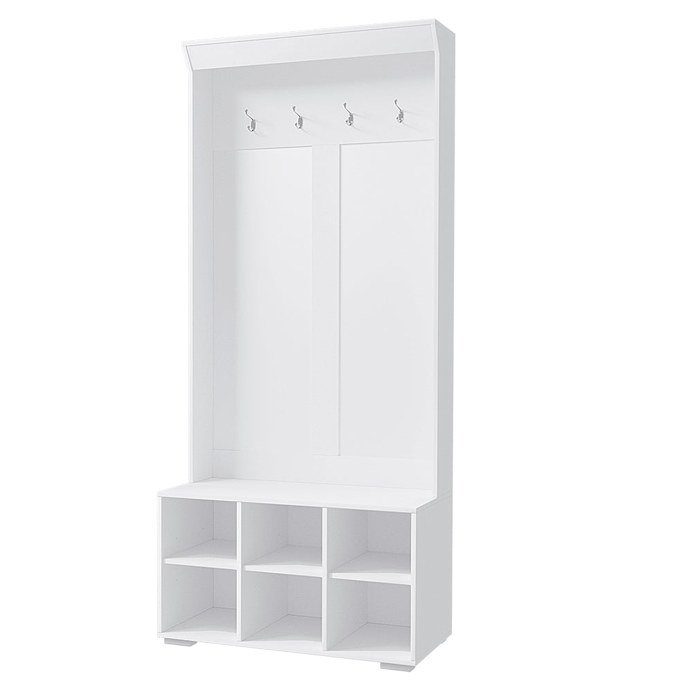 Artiss Shoe Rack Cabinet Hall Tree Coat Rack 180CM White-0