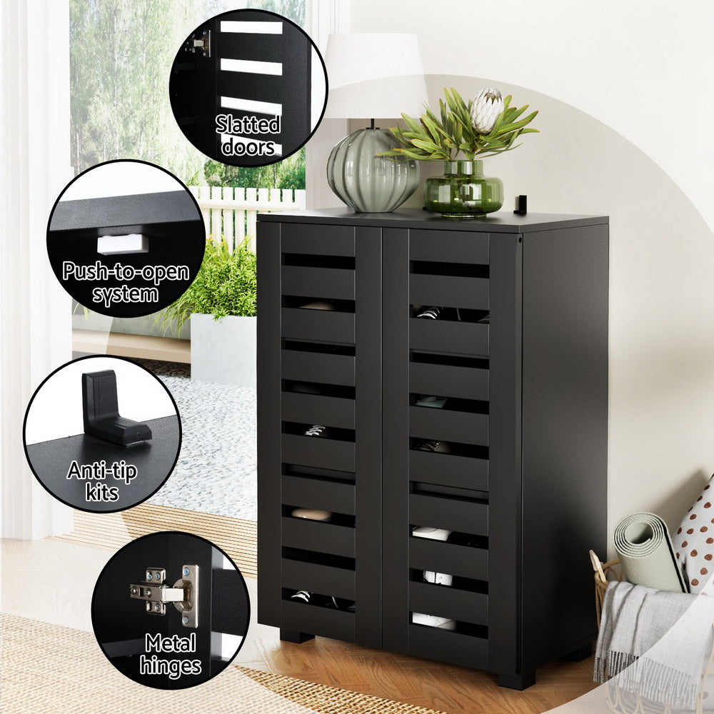 Artiss Shoe Rack Storage Cabinet 20 Pairs 5-tier Black Alster-4