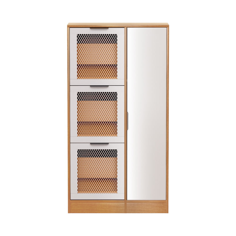 Artiss Shoe Rack Cabinet Mirror White-2