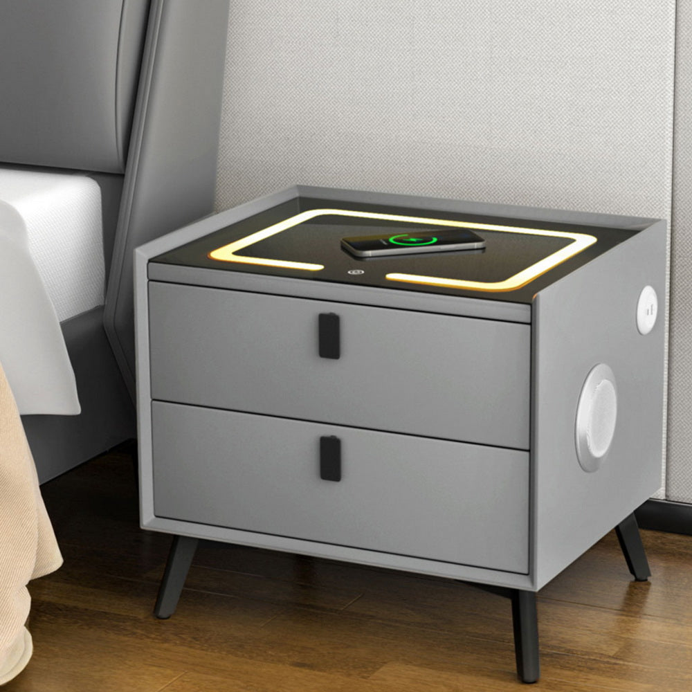 Artiss Smart Bedside Table with Wireless Charging - AIKA Grey-6