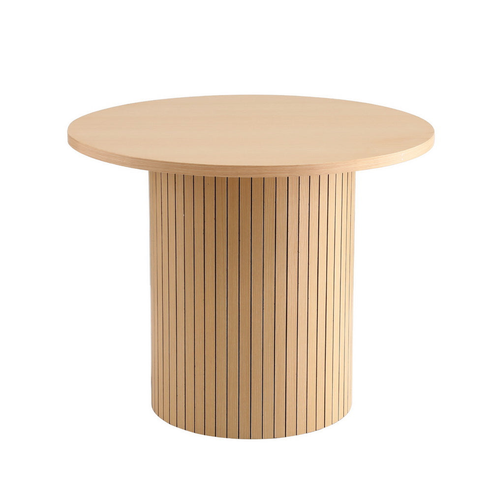 Artiss Coffee Table Round Fluted-0