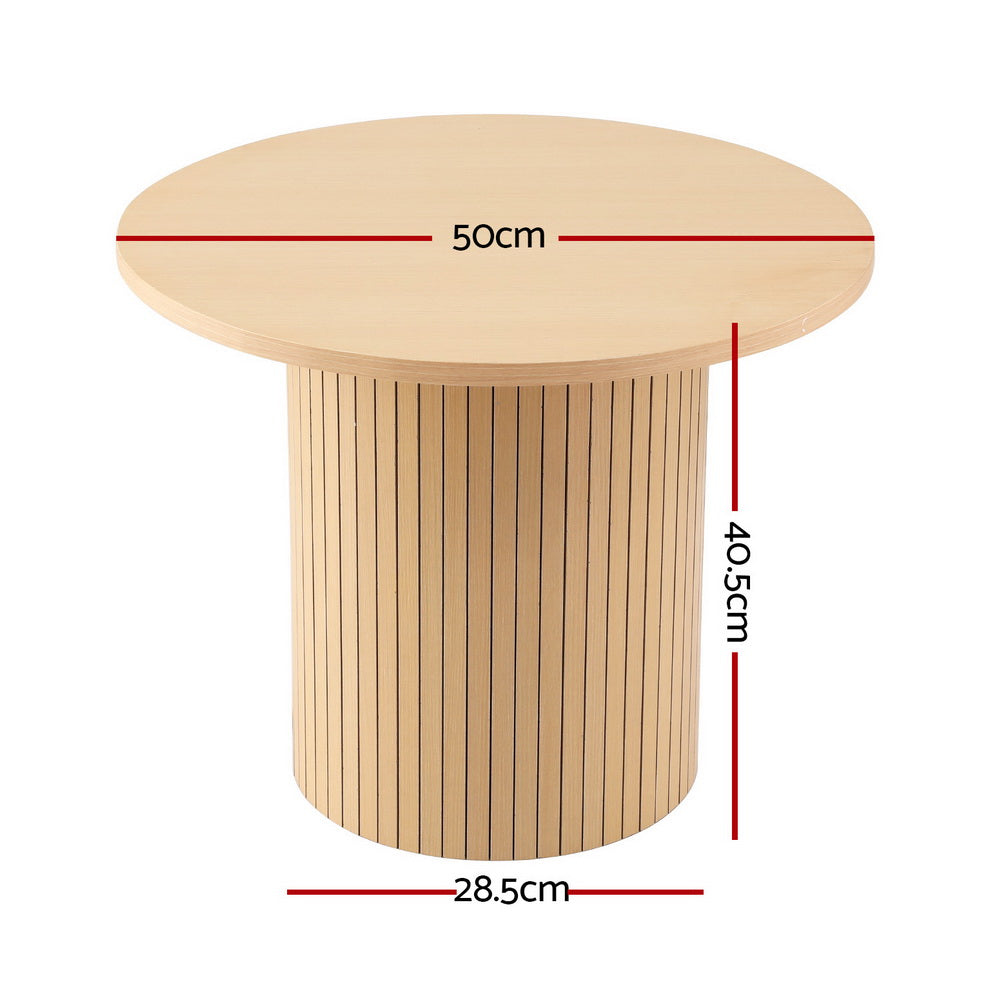 Artiss Coffee Table Round Fluted-1