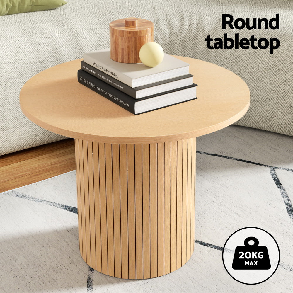 Artiss Coffee Table Round Fluted-4