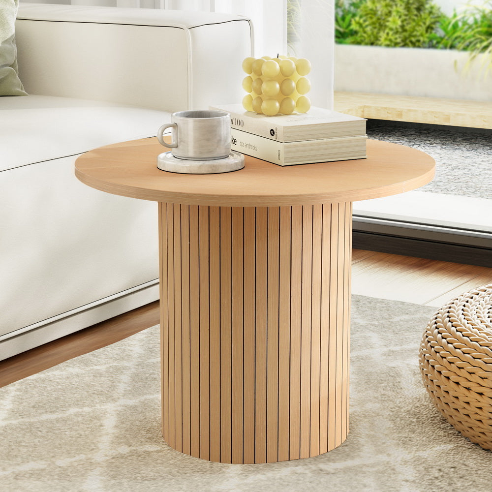 Artiss Coffee Table Round Fluted-6