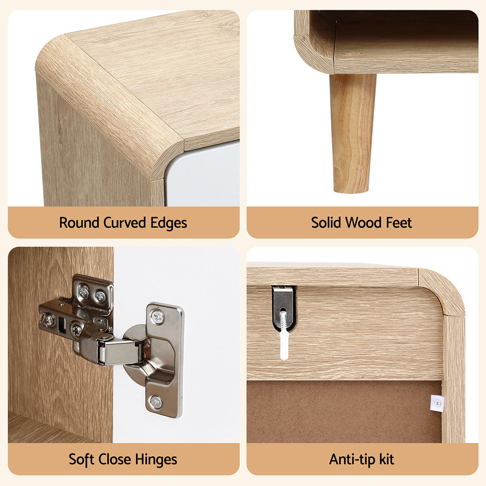 Artiss Shoe Rack Cabinet 25 Pairs Storage Cupboard Pine&White-6