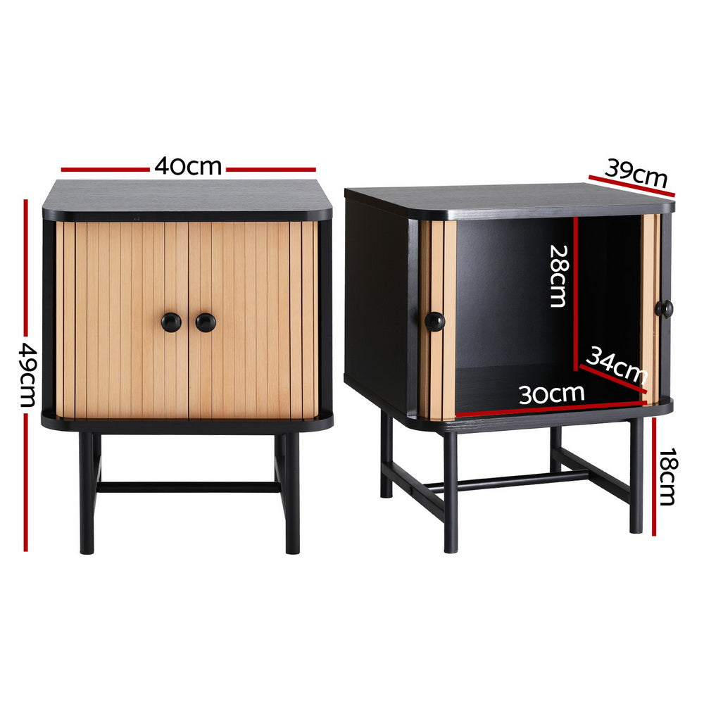 Artiss Bedside Table with Sliding Doors BORIS-1