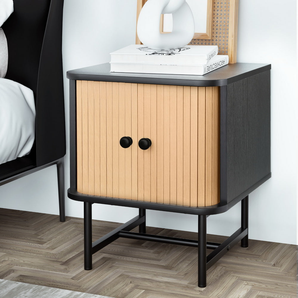 Artiss Bedside Table with Sliding Doors BORIS-6