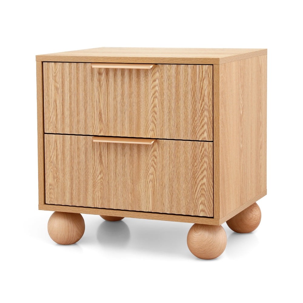 Artiss Rattan Bedside Table 2 Drawers Pine-1