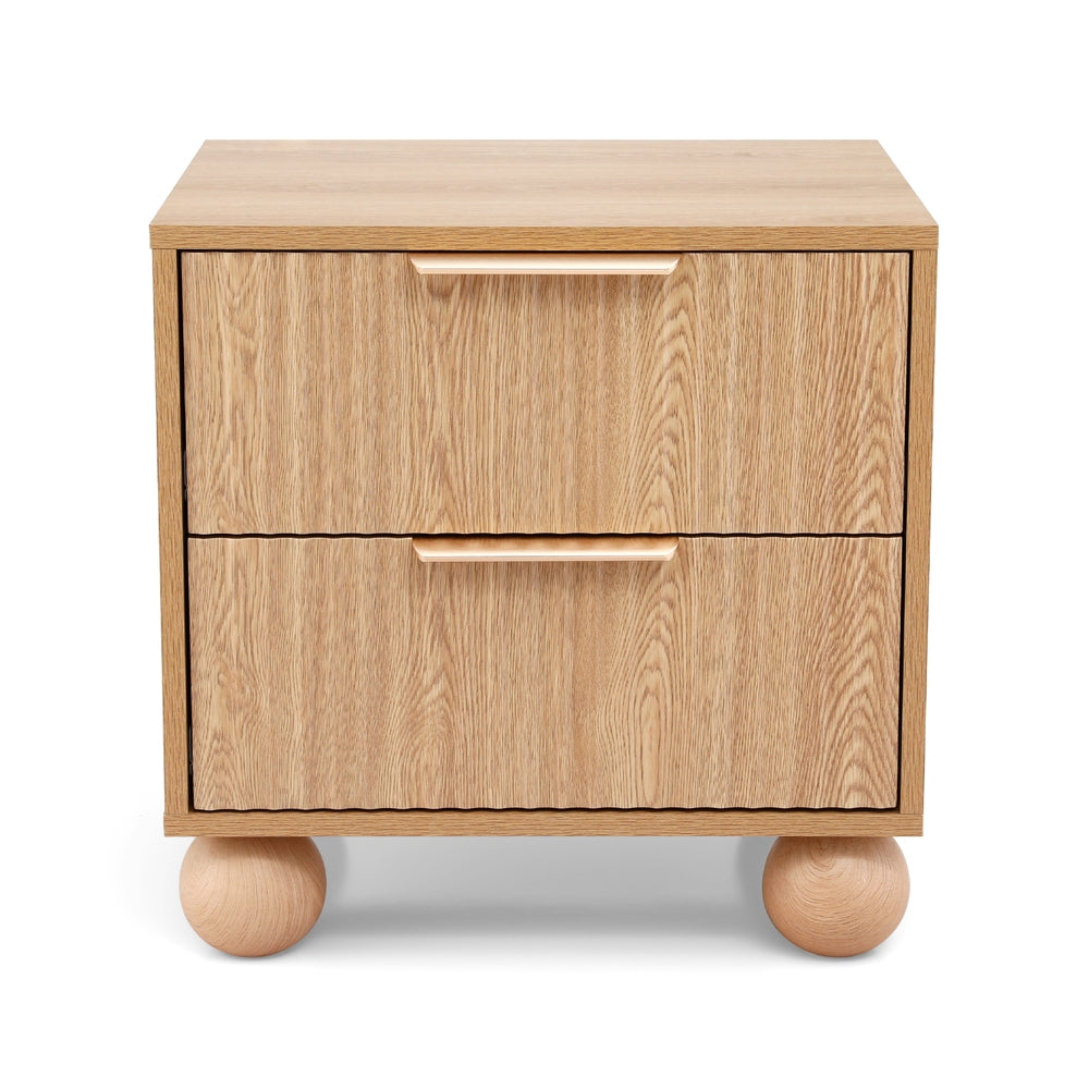 Artiss Rattan Bedside Table 2 Drawers Pine-3