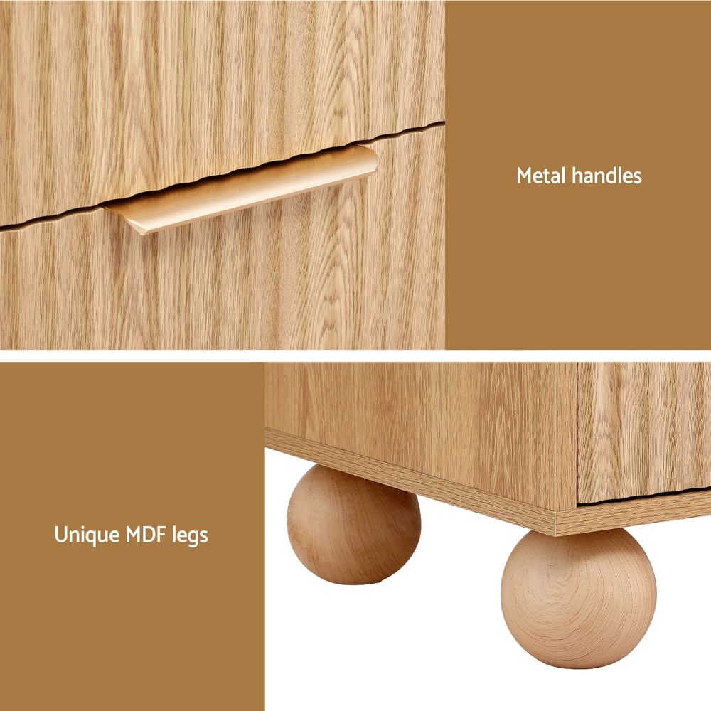 Artiss Rattan Bedside Table 2 Drawers Pine-5