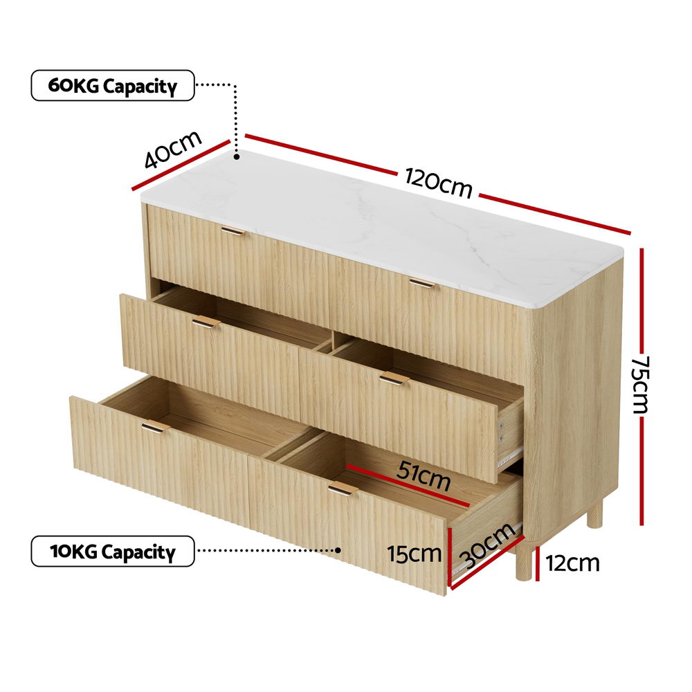 Artiss 6 Chest of Drawers Dresser Table Pine-2
