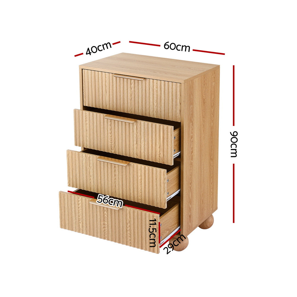 Artiss 4 Chest of Drawers Dresser Tallboy Pine-1