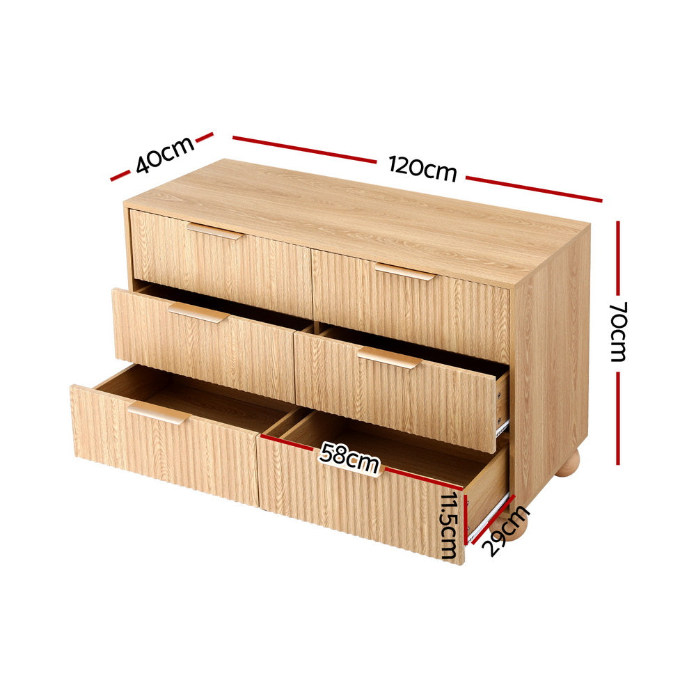 Artiss 6 Chest of Drawers Dresser Tallboy Pine-1