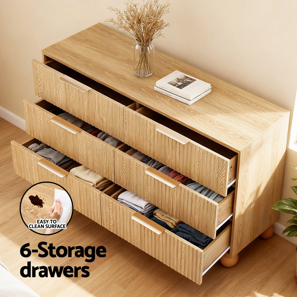 Artiss 6 Chest of Drawers Dresser Tallboy Pine-3