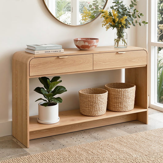Artiss Console Table Hallway Entryway Storage Drawer Shelf Curved Edge 120CM Pine